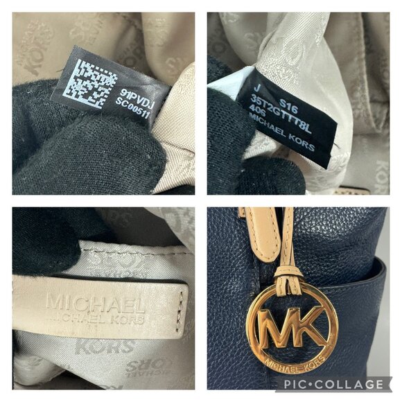 Michael Michael Kors Navy Blue Leather Medium Jet SEt Top Zip Tote - Picture 12 of 14